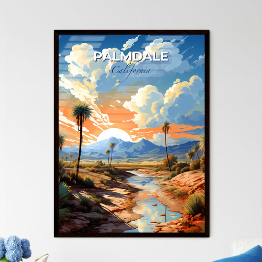Palmdale, California, A Poster of a river running through a desert with palm trees and mountains in the background Default Title