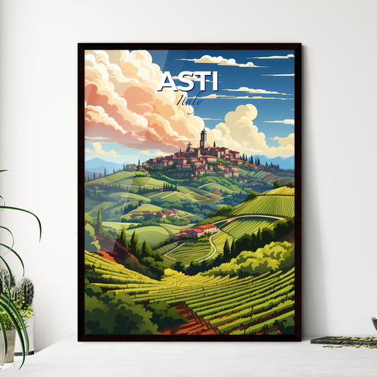 Asti, Italy, A Poster of a landscape with a town on a hill Default Title