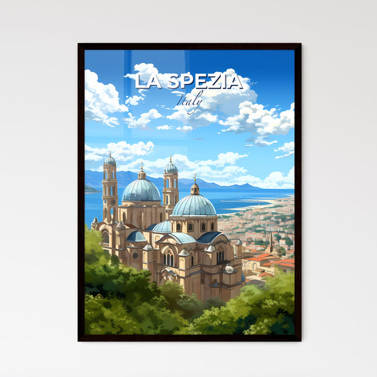 La Spezia, Italy, A Poster of a building with blue domes and a city in the background Default Title