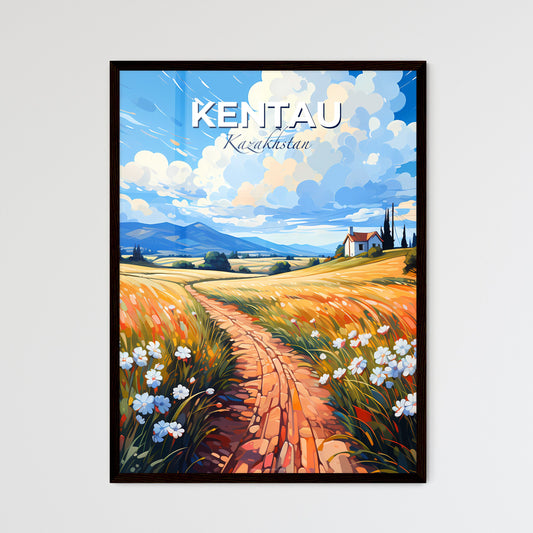 Kentau, Kazakhstan, A Poster of a painting of a field of flowers and a house Default Title