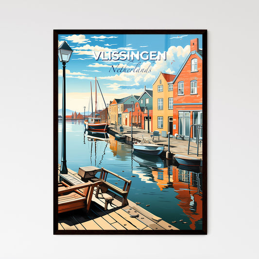 Vlissingen, Netherlands, A Poster of a water way with boats and buildings Default Title