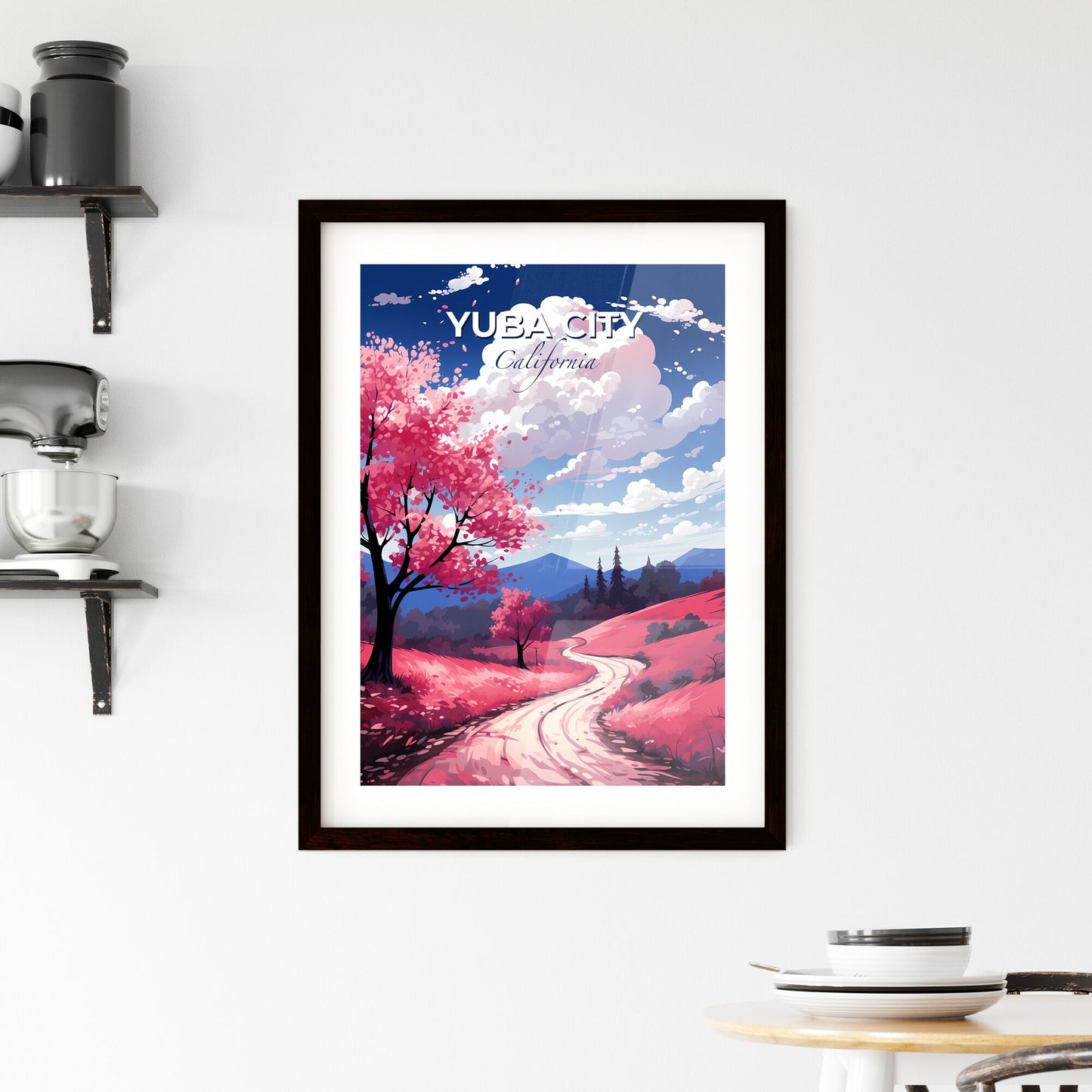 Yuba City, California, A Poster of a road through a pink field Default Title