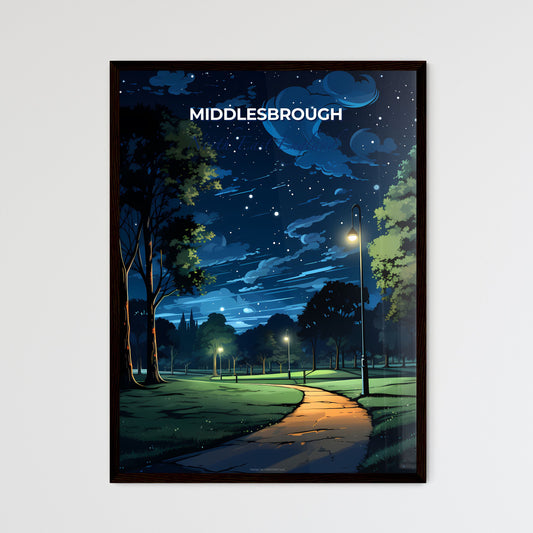 Middlesbrough, North East England, A Poster of a path in a park at night Default Title