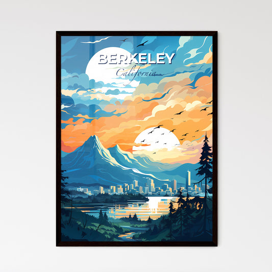Berkeley, California, A Poster of a landscape of a city and mountains with birds flying in the sky Default Title