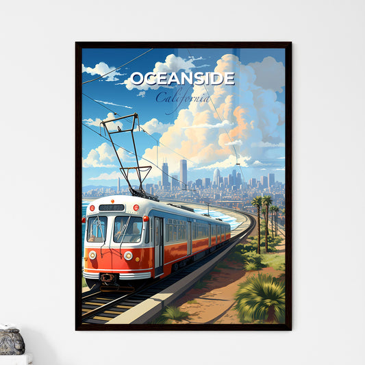 Oceanside, California, A Poster of a train on the tracks by the water Default Title