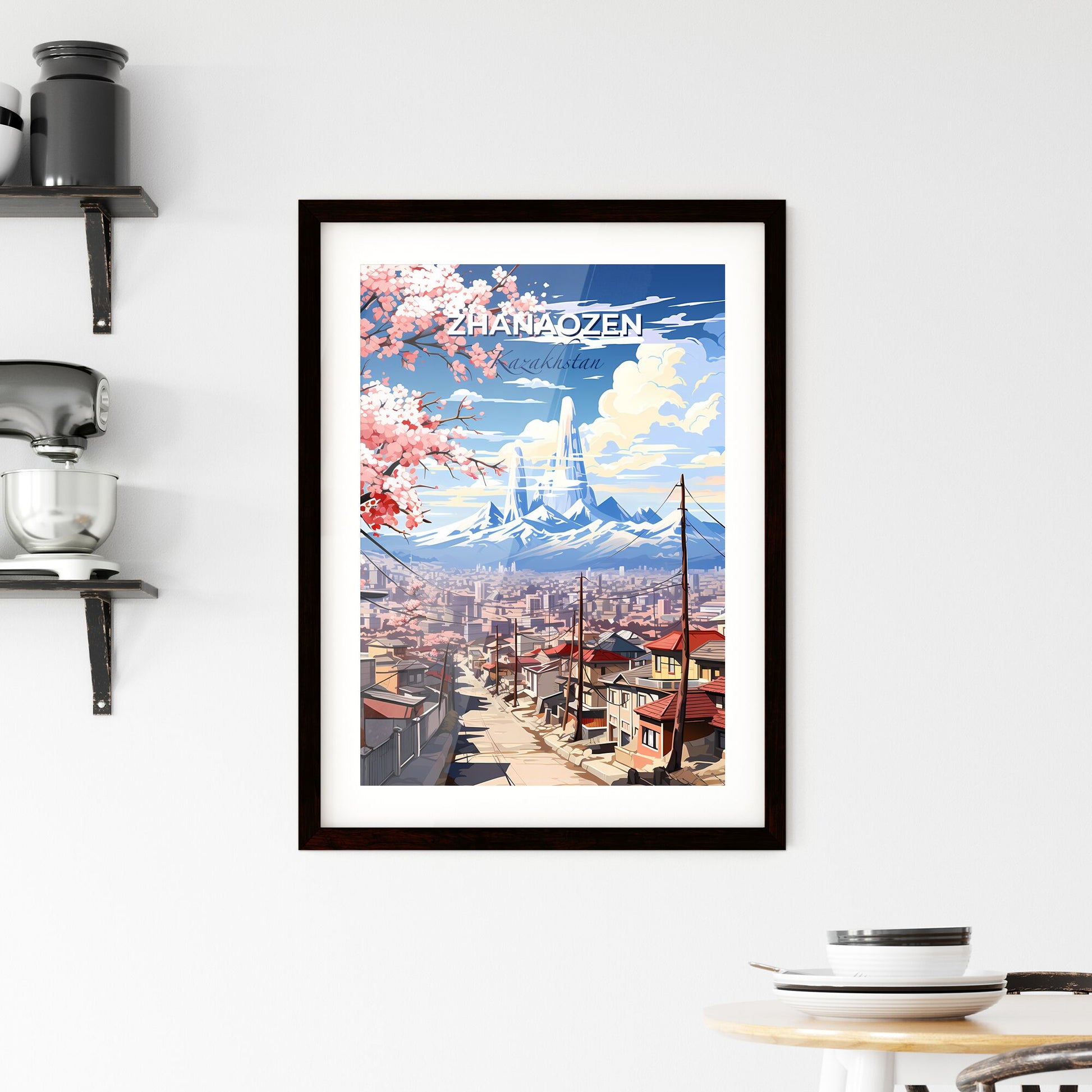 Zhanaozen, Kazakhstan, A Poster of a city with a mountain in the background Default Title