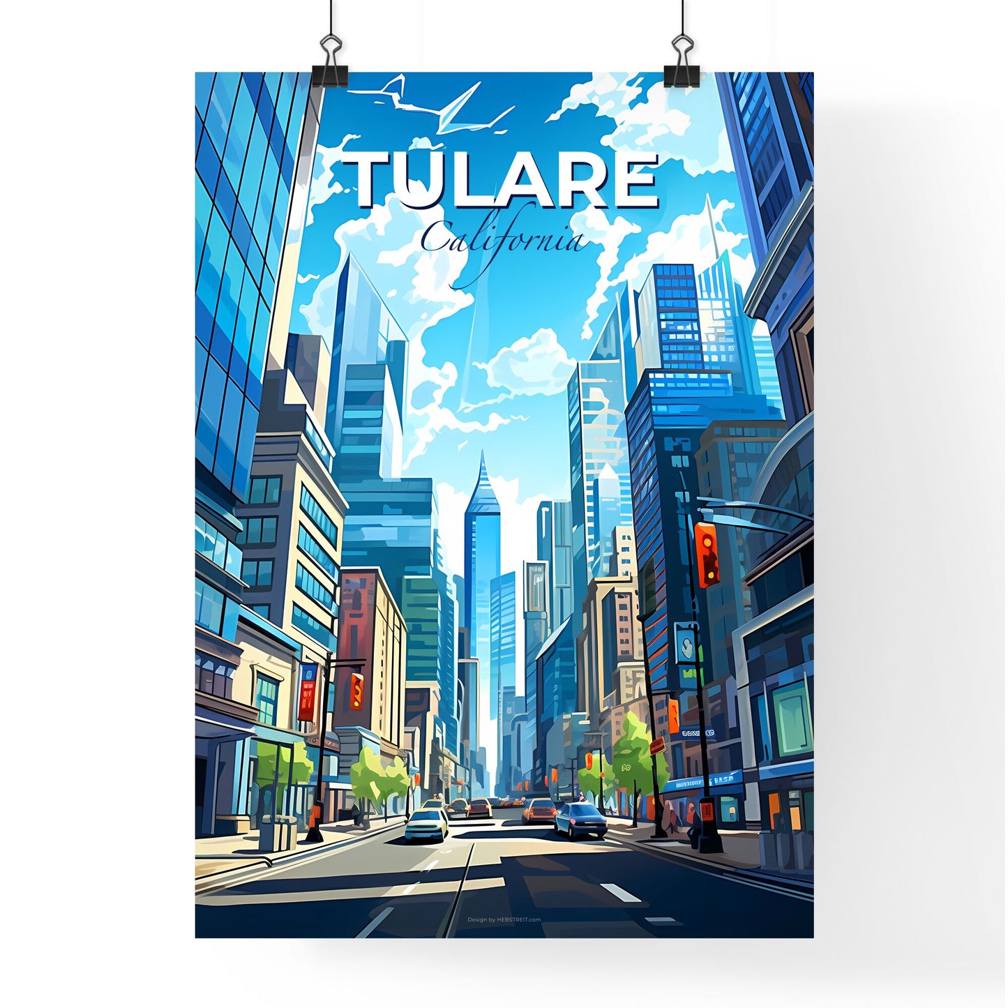 Tulare, California, A Poster of a city street with tall buildings Default Title