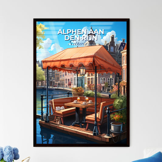 Alphen Aan Den Rijn, Netherlands, A Poster of a table and chairs on a dock by a river Default Title