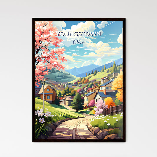 Youngstown, Ohio, A Poster of a landscape of a village with trees and flowers Default Title