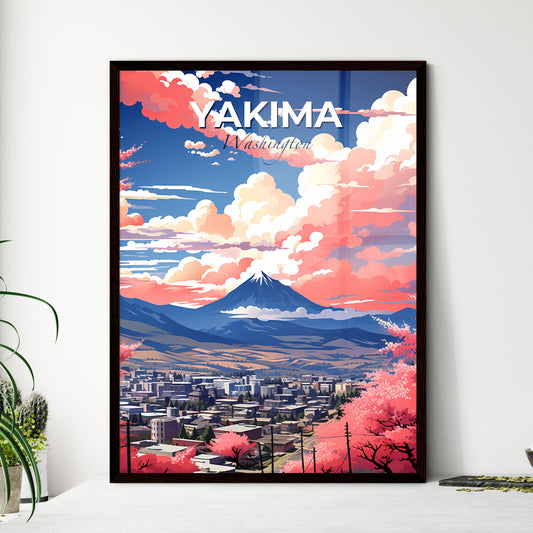 Yakima, Washington, A Poster of a landscape of a city with a mountain in the background Default Title