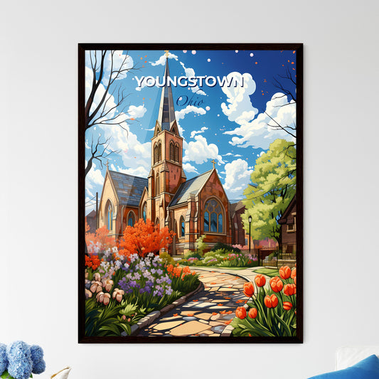 Youngstown, Ohio, A Poster of a church with a garden and flowers Default Title