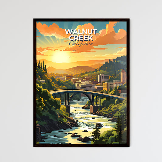 Walnut Creek, California, A Poster of a bridge over a river with trees and buildings Default Title