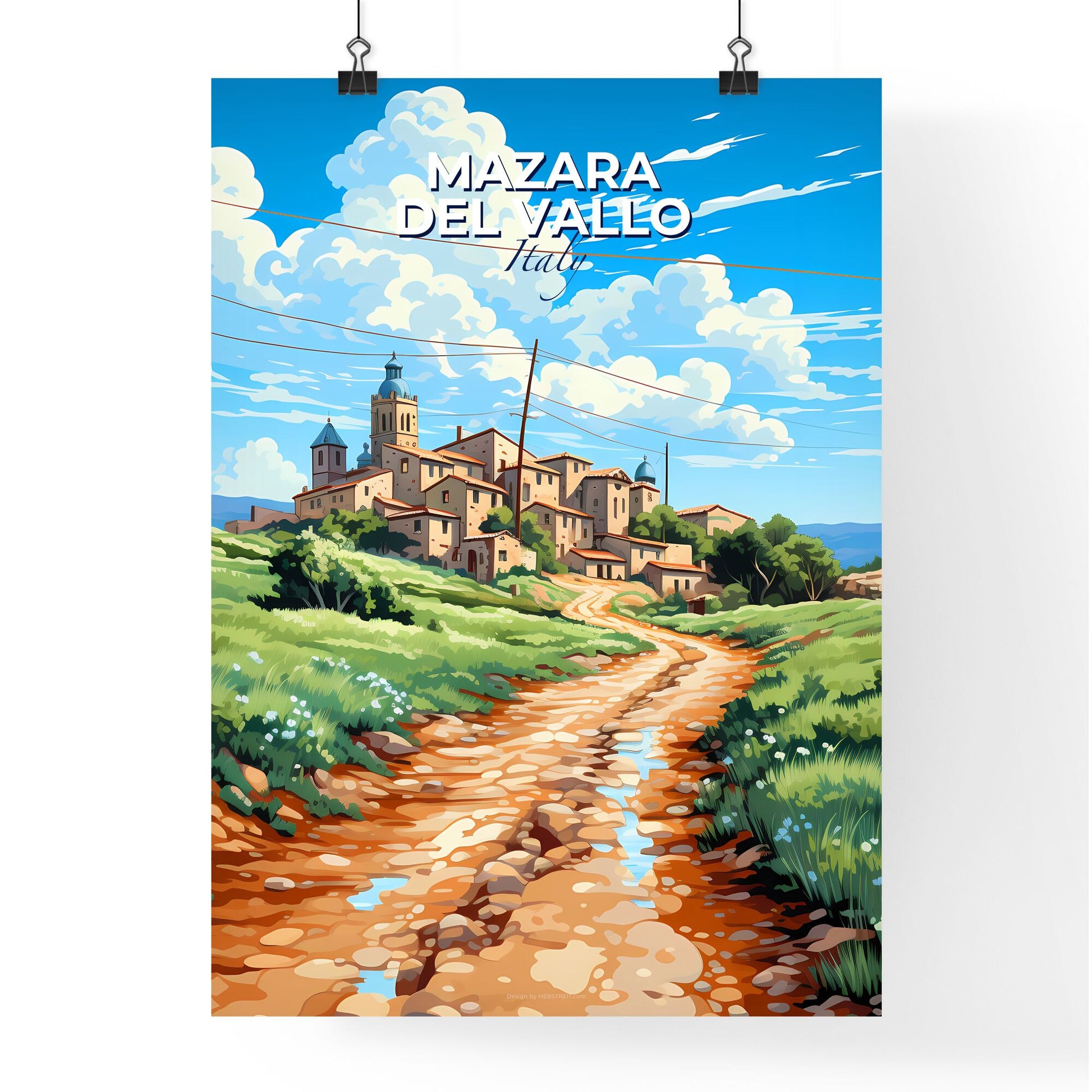 Mazara Del Vallo, Italy, A Poster of a dirt road leading to a village Default Title