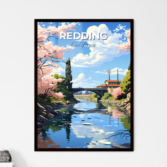 Redding, California, A Poster of a river with a bridge and trees Default Title