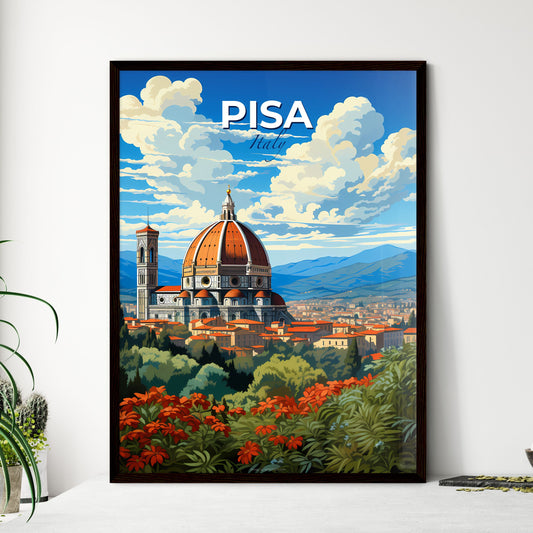 Pisa, Italy, A Poster of a building with a dome and a city landscape Default Title