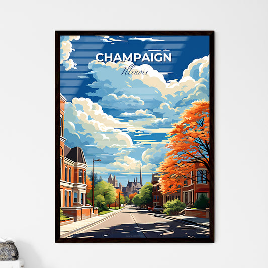 Champaign, Illinois, A Poster of a street with trees and buildings Default Title