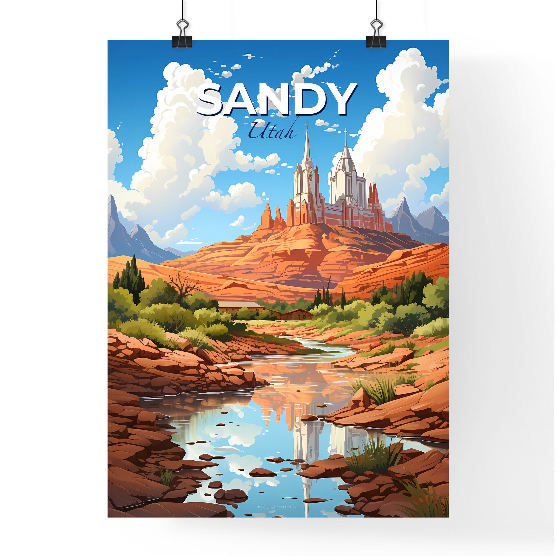 Sandy, Utah, A Poster of a castle on a hill with a river Default Title
