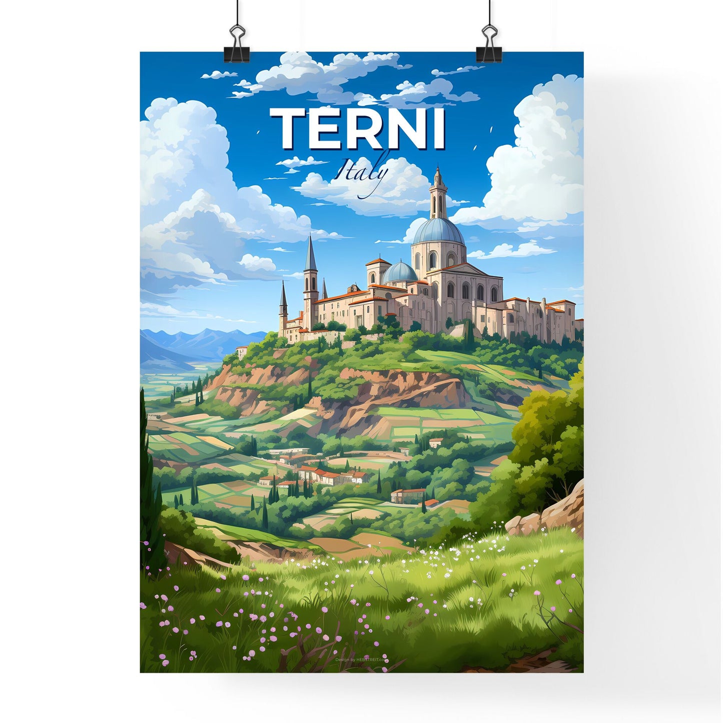 Terni, Italy, A Poster of a castle on a hill Default Title