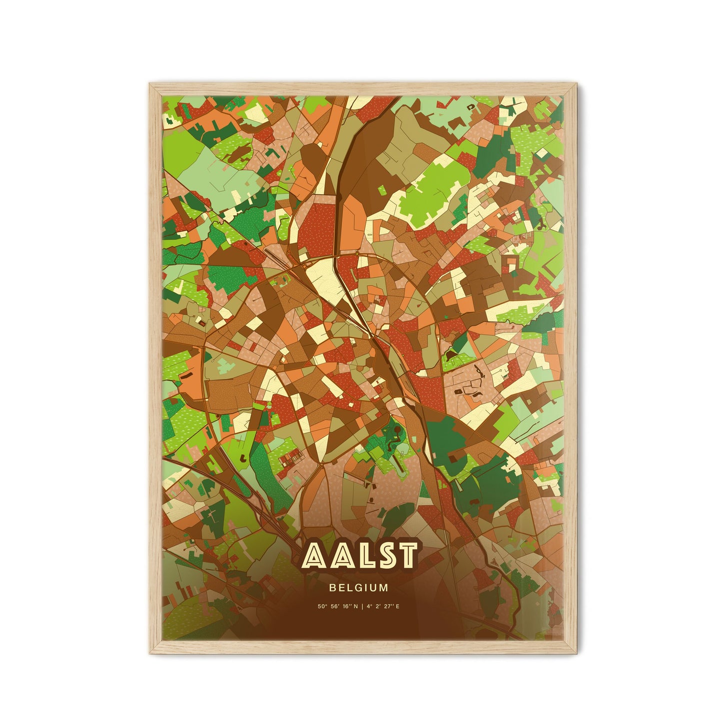 Colorful Aalst Belgium Fine Art Map Farmhouse