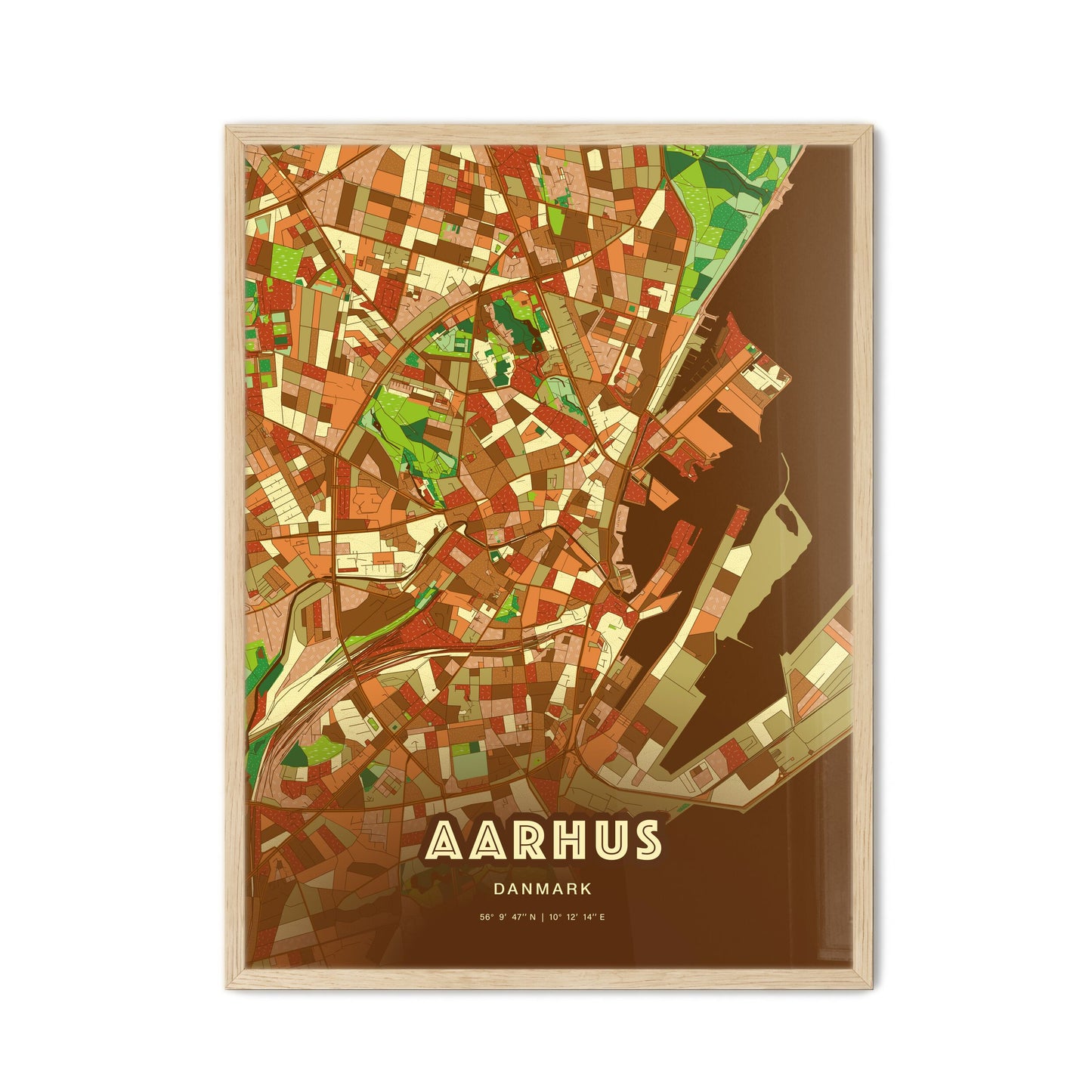 Colorful Aarhus Denmark Fine Art Map Farmhouse