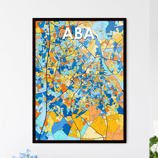 ABA NIGERIA Vibrant Colorful Art Map Poster Blue Orange