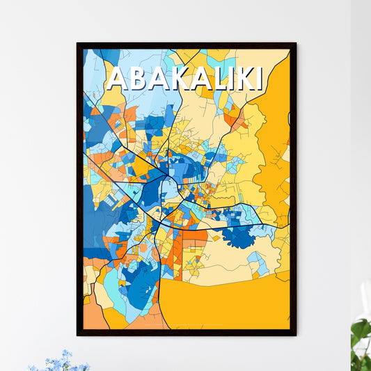 ABAKALIKI NIGERIA Vibrant Colorful Art Map Poster Blue Orange