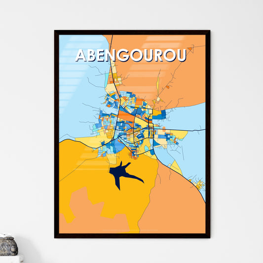 ABENGOUROU IVORY COAST Vibrant Colorful Art Map Poster Blue Orange