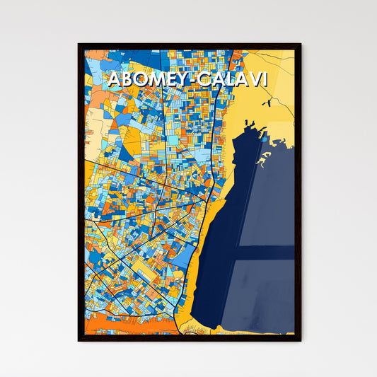 ABOMEY-CALAVI BENIN Vibrant Colorful Art Map Poster Blue Orange