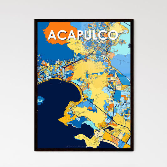 ACAPULCO MEXICO Vibrant Colorful Art Map Poster Blue Orange