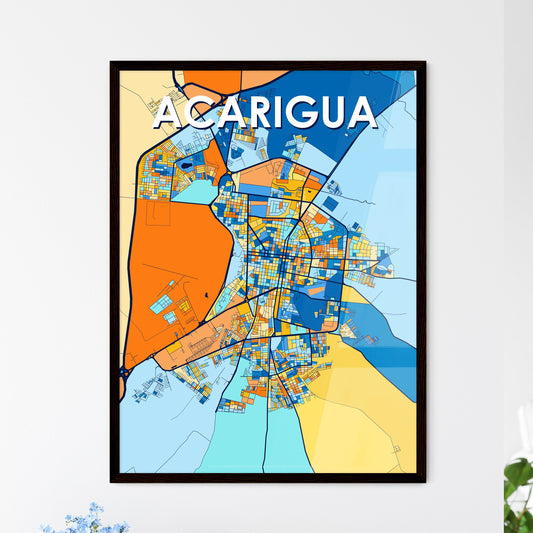 ACARIGUA VENEZUELA Vibrant Colorful Art Map Poster Blue Orange