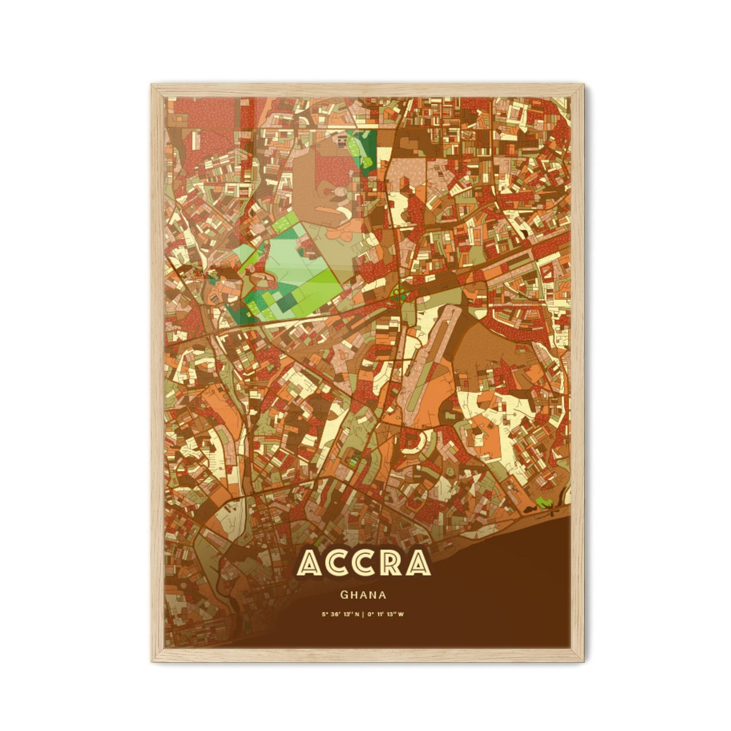 Colorful Accra Ghana Fine Art Map Farmhouse