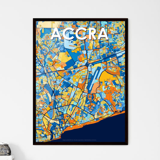 ACCRA GHANA Vibrant Colorful Art Map Poster Blue Orange