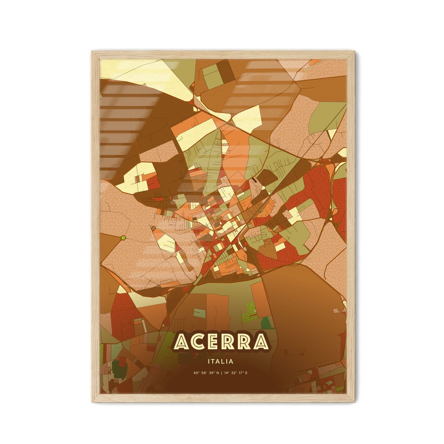 Colorful Acerra Italy Fine Art Map Farmhouse