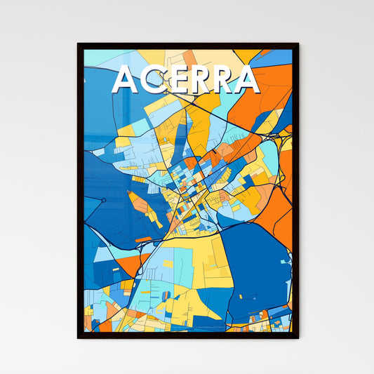 ACERRA ITALY Vibrant Colorful Art Map Poster Blue Orange
