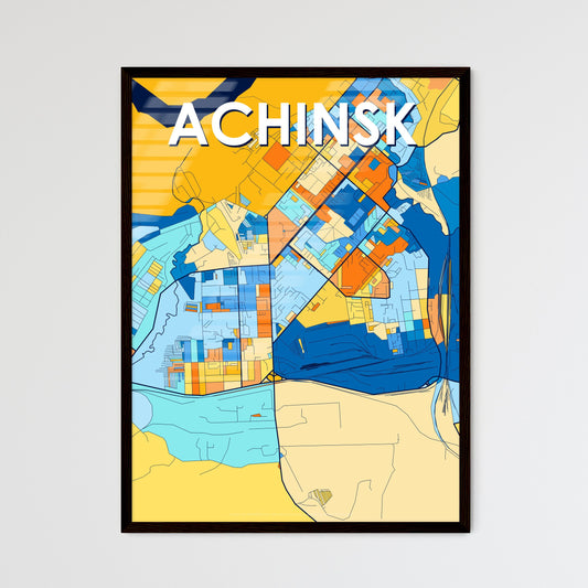 ACHINSK RUSSIA Vibrant Colorful Art Map Poster Blue Orange