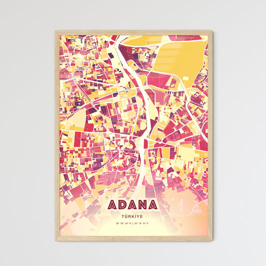 Colorful Adana Turkey Fine Art Map Hot Red