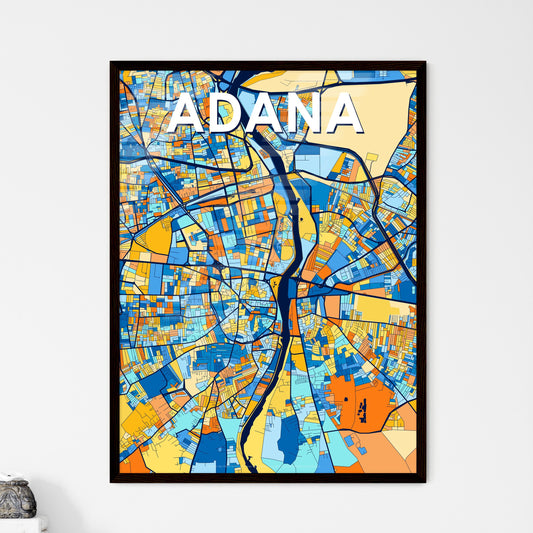 ADANA TURKEY Vibrant Colorful Art Map Poster Blue Orange
