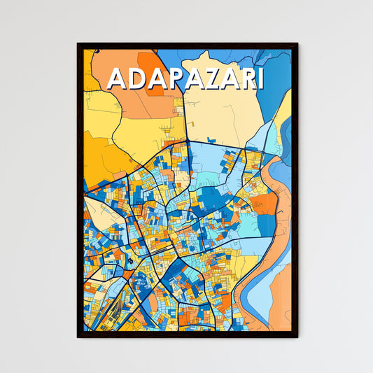 ADAPAZARI TURKEY Vibrant Colorful Art Map Poster Blue Orange