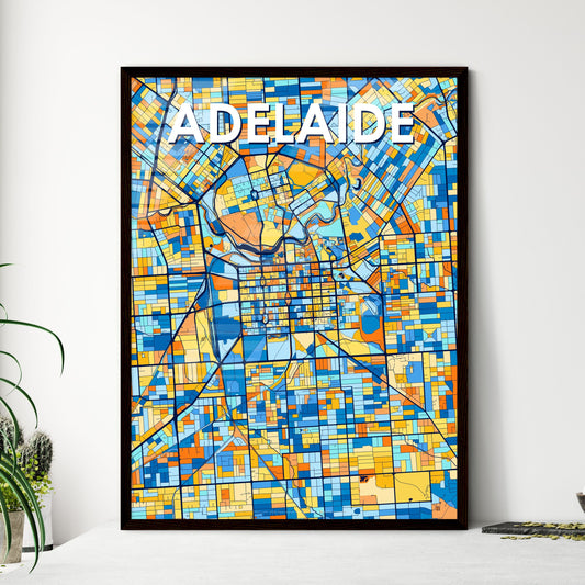 ADELAIDE AUSTRALIA Vibrant Colorful Art Map Poster Blue Orange