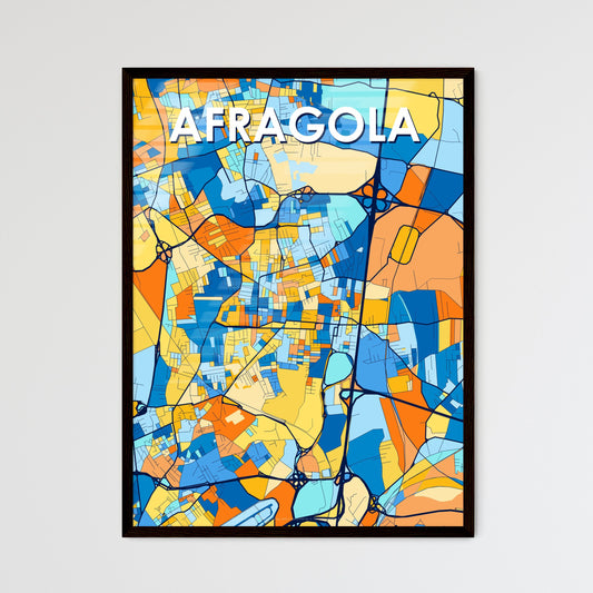 AFRAGOLA ITALY Vibrant Colorful Art Map Poster Blue Orange