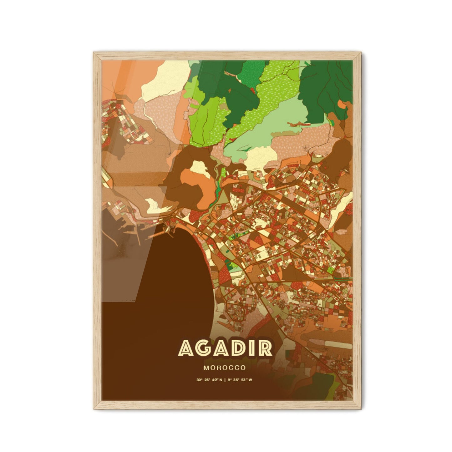 Colorful Agadir Morocco Fine Art Map Farmhouse