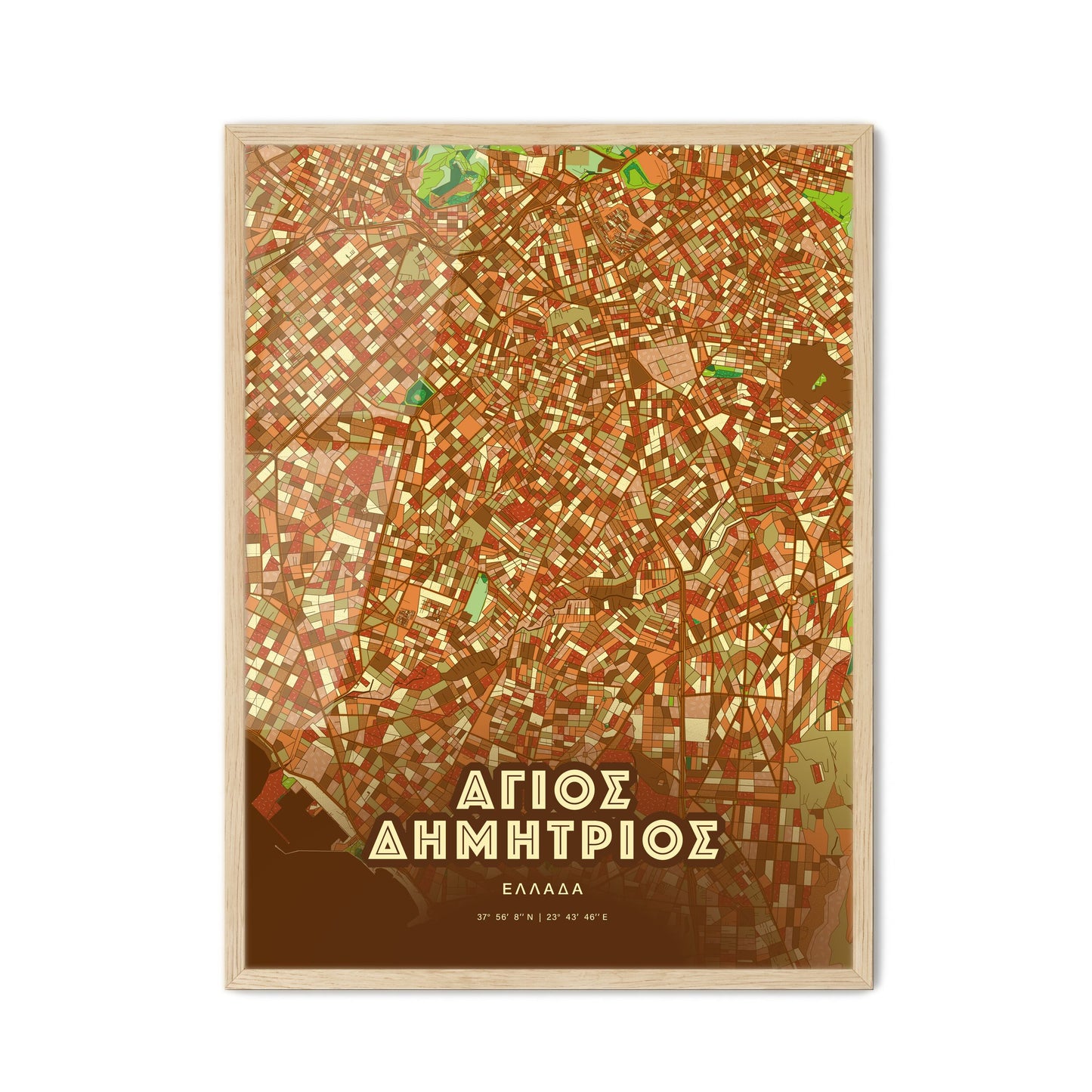 Colorful Agios Dimitrios Greece Fine Art Map Farmhouse