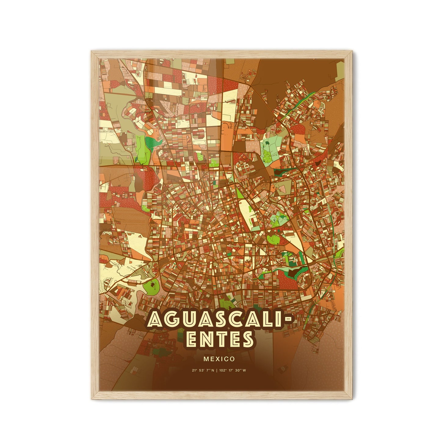 Colorful Aguascalientes Mexico Fine Art Map Farmhouse