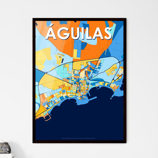 ÁGUILAS SPAIN Vibrant Colorful Art Map Poster Blue Orange