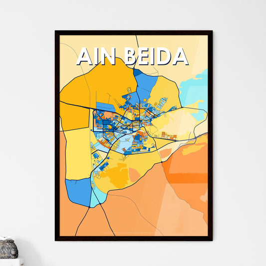 AIN BEIDA ALGERIA Vibrant Colorful Art Map Poster Blue Orange