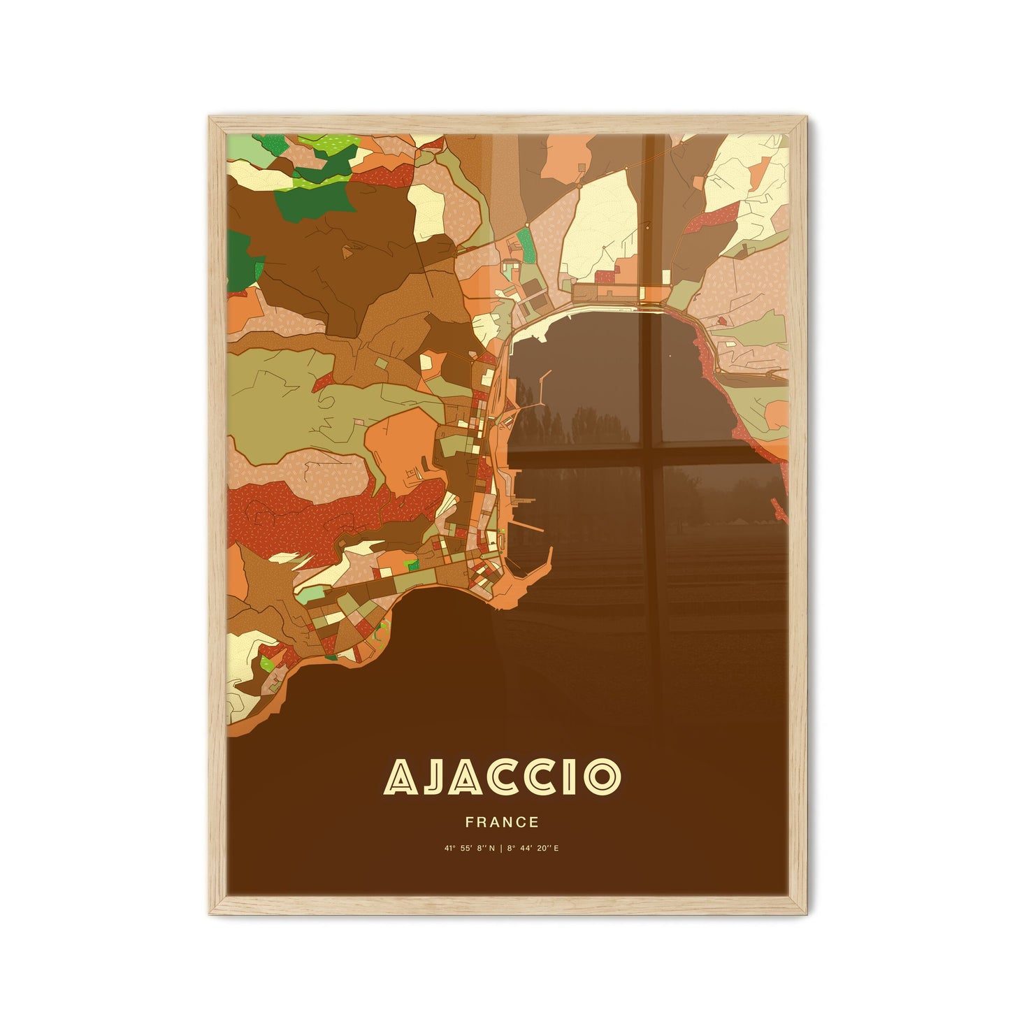 Colorful Ajaccio France Fine Art Map Farmhouse