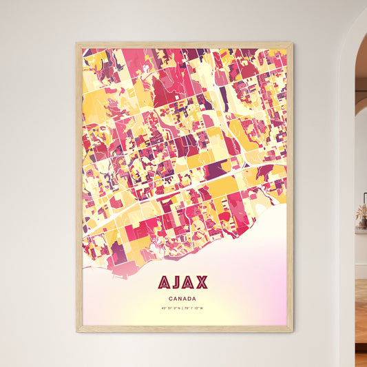Colorful Ajax Canada Fine Art Map Hot Red