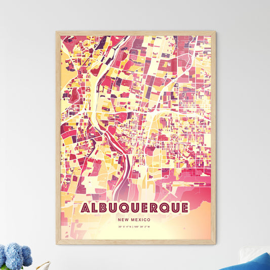 Colorful Albuquerque New Mexico Fine Art Map Hot Red