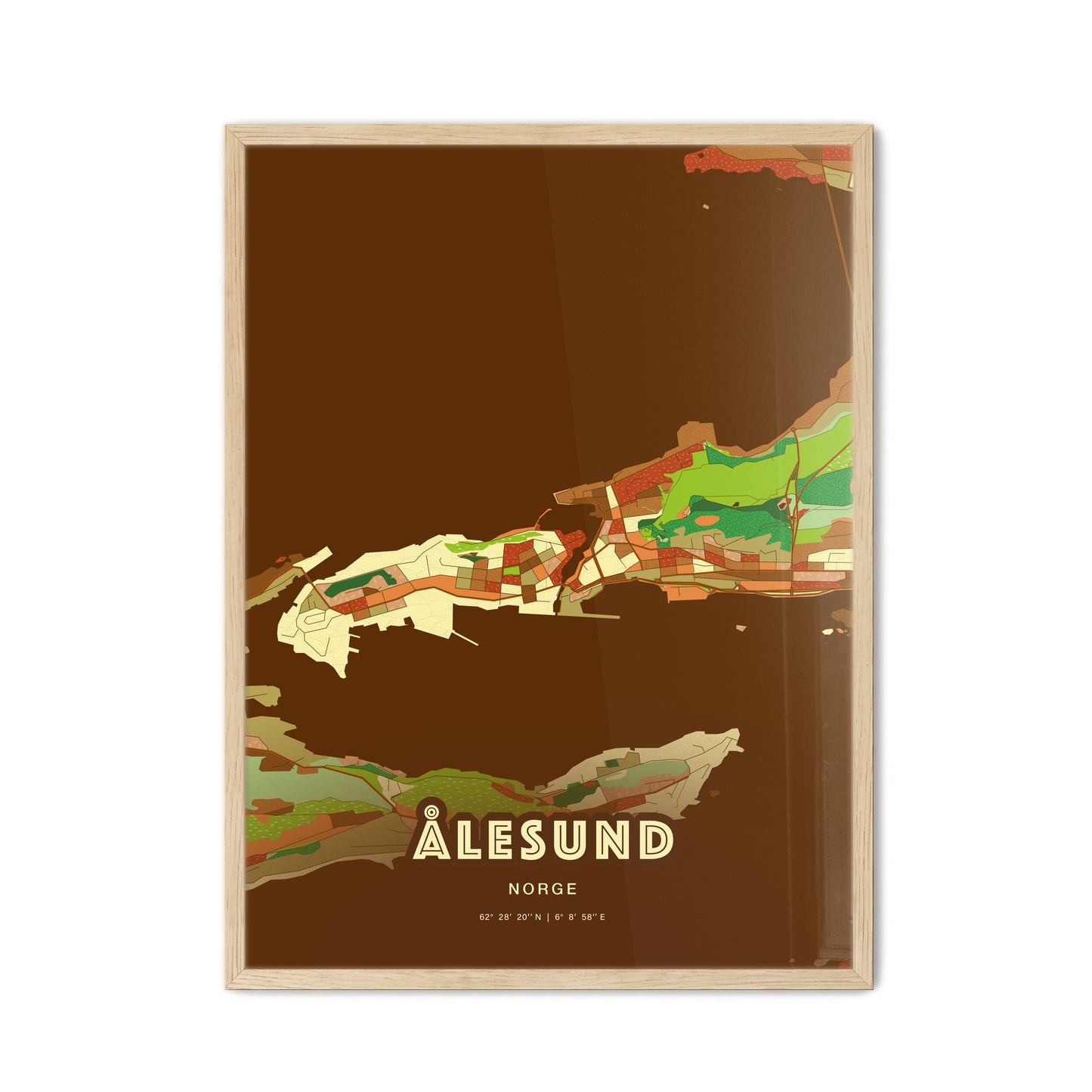 Colorful Ålesund Norway Fine Art Map Farmhouse