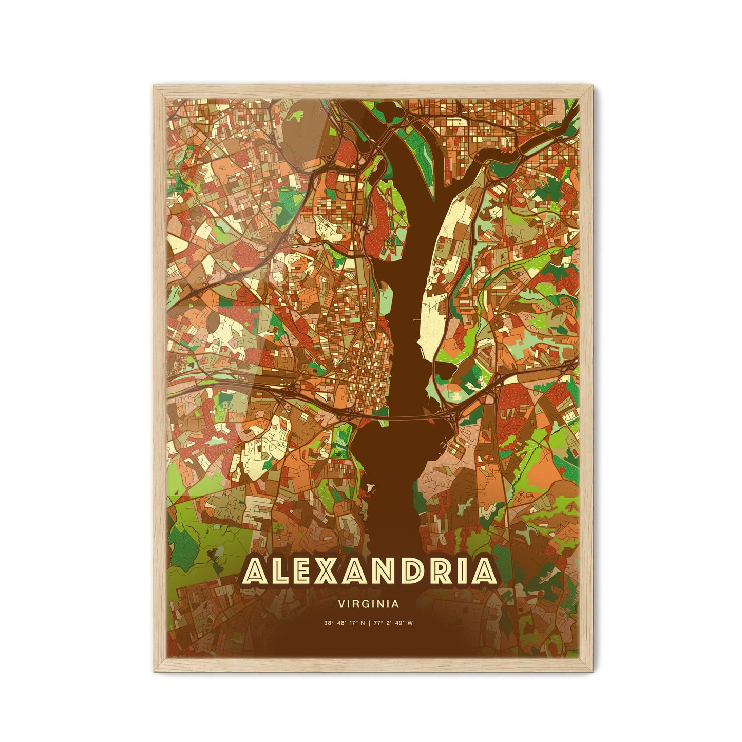 Colorful Alexandria Virginia Fine Art Map Farmhouse